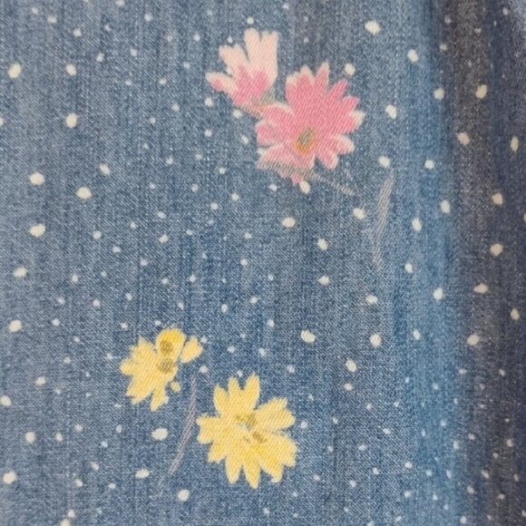 Vintage Christopher & Banks Denim Floral Jumper Dress w/ Pockets Women's Size S - Picture 10 of 10